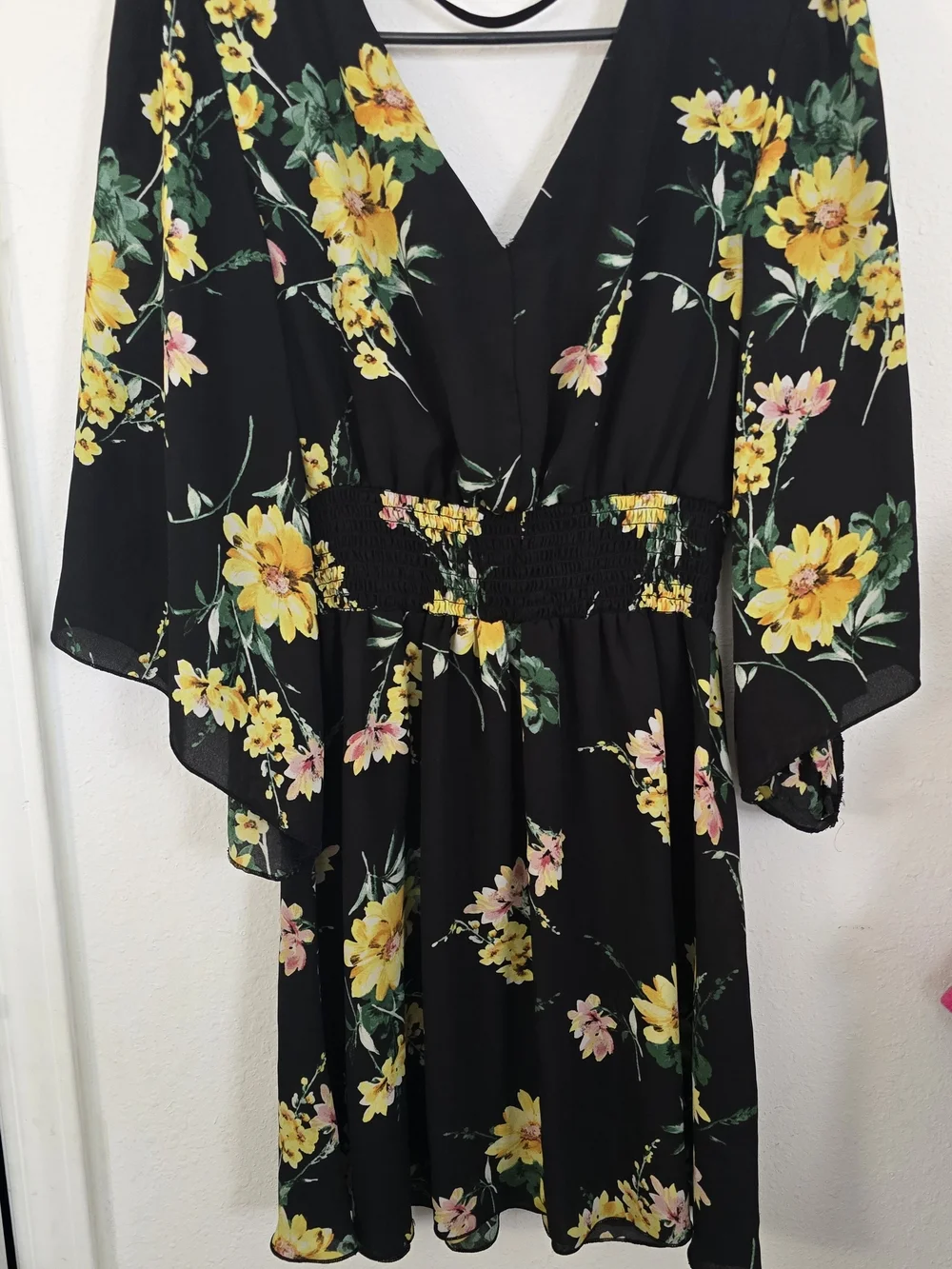 bailey blue Black Dress with Yellow Floral Print
